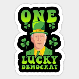 One Lucky Democrat Joe Biden President St Patrick's Day Sticker